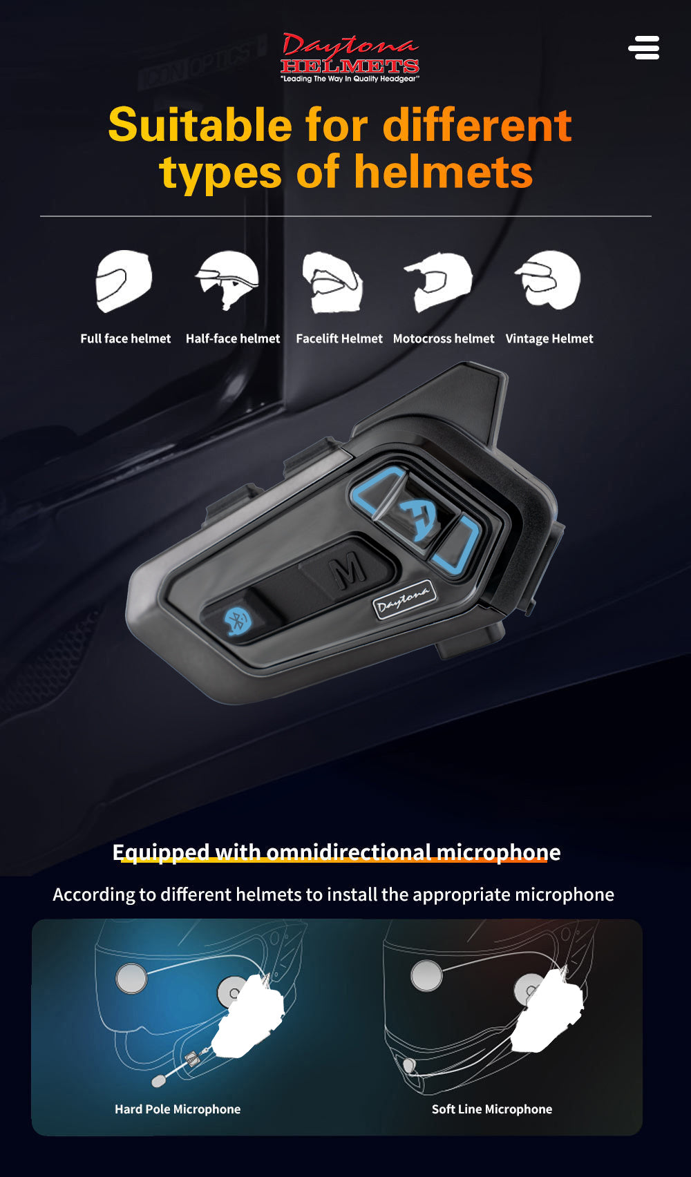 BLUETOOTH- UNIVERSAL SYSTEM FOR ALL HELMETS