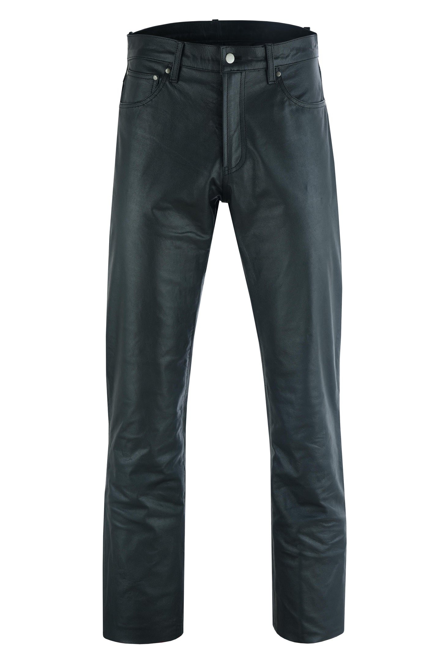 DS Women's Classic 5 Pocket Black Casual Motorcycle Leather Pants