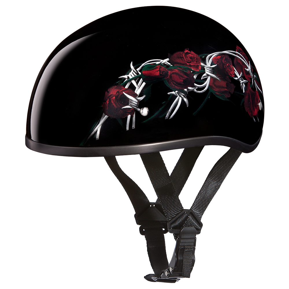daytona skull cap motorcycle helmet Daytona Women's Skull Cap Barbed Roses Half Helmet, 2XL