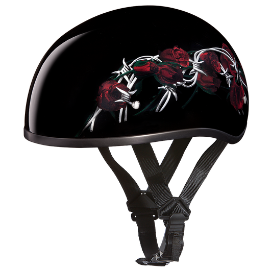 D.O.T. DAYTONA SKULL CAP- W/ BARBED ROSES