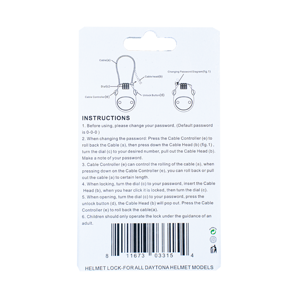 HELMET LOCK- FOR ALL DAYTONA HELMET MODELS