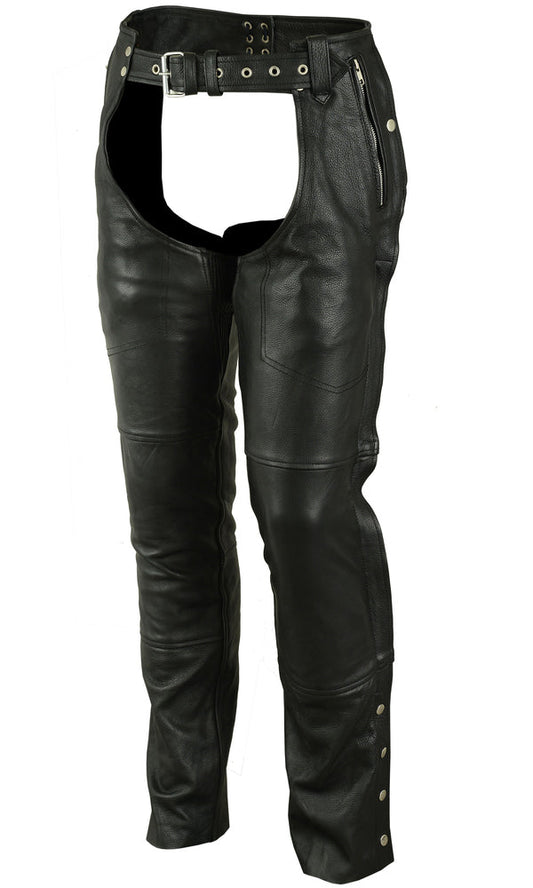 Rider Shield Black leather motorcycle chaps - Black