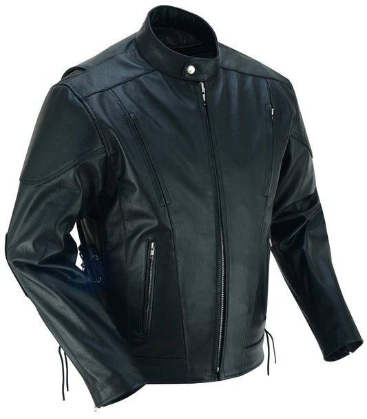AM Knucklehead Premium Black Men's Leather Motorcycle Jacket