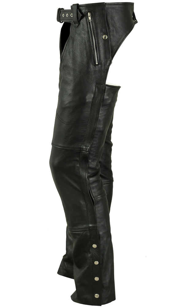 Rider Shield Black leather motorcycle chaps - Black