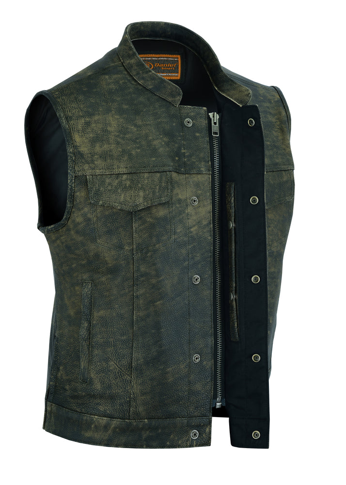 Men's Antique Brown Leather Motorcycle Vest