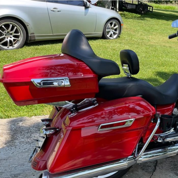 Color Matched Chopped Tour Pack w/ Full Backrest & Chrome Hardware for Harley® Touring '97-'25