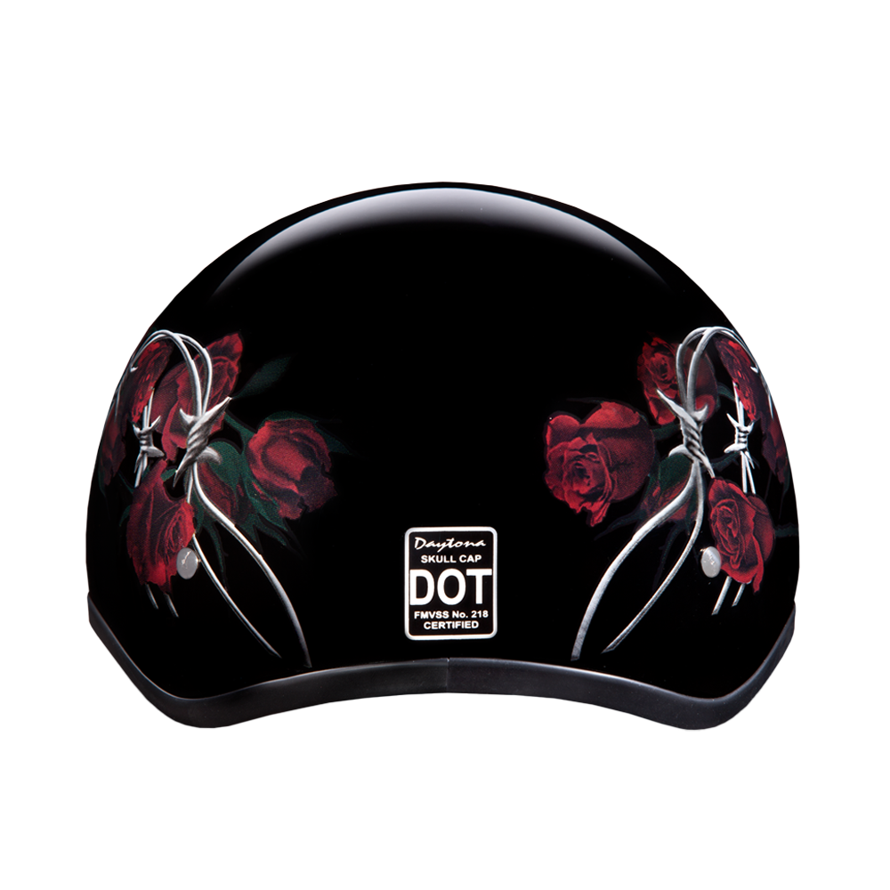 D.O.T. DAYTONA SKULL CAP- W/ BARBED ROSES