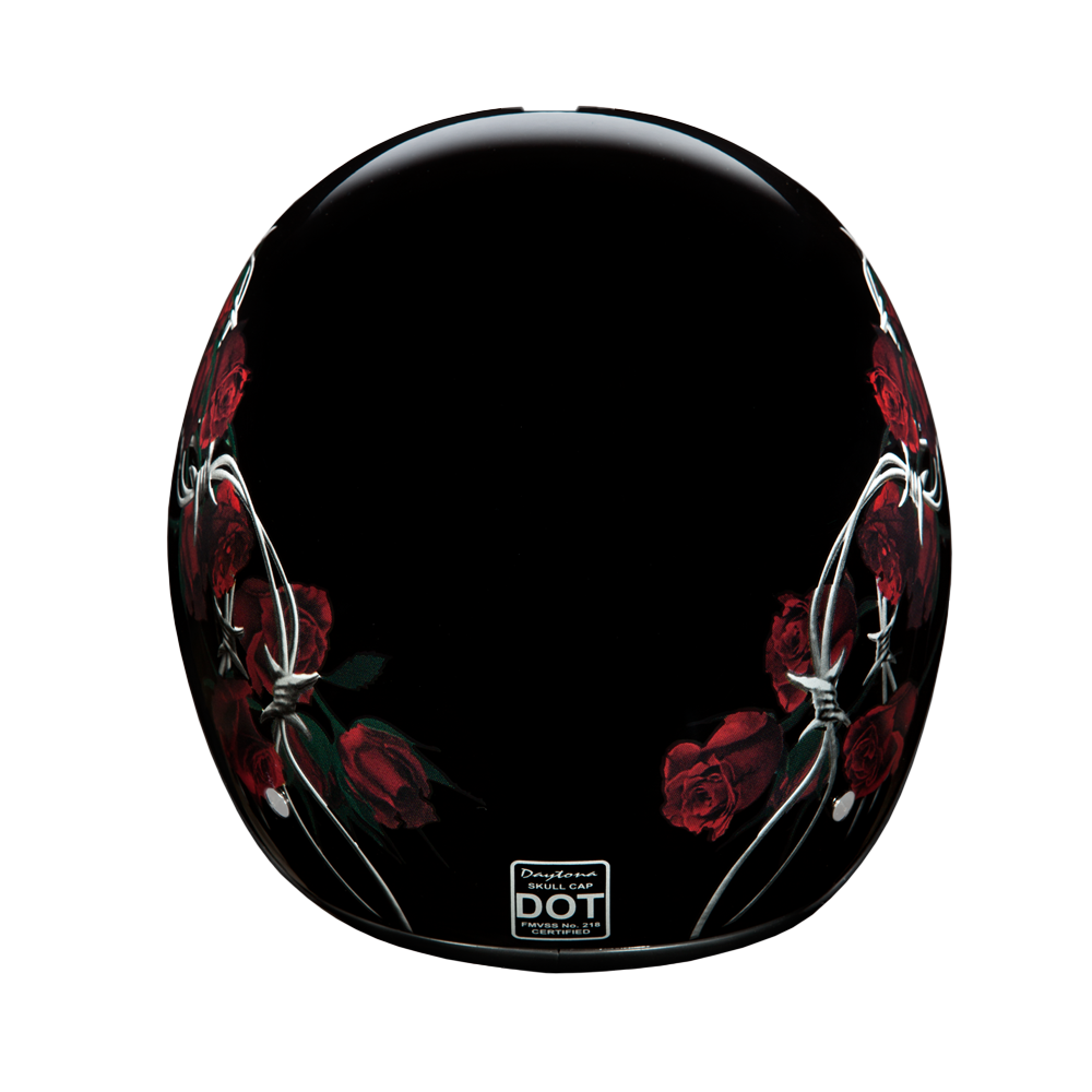 D.O.T. DAYTONA SKULL CAP- W/ BARBED ROSES
