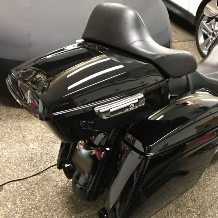 Color Matched Chopped Tour Pack w/ Full Backrest & Chrome Hardware for Harley® Touring '97-'25