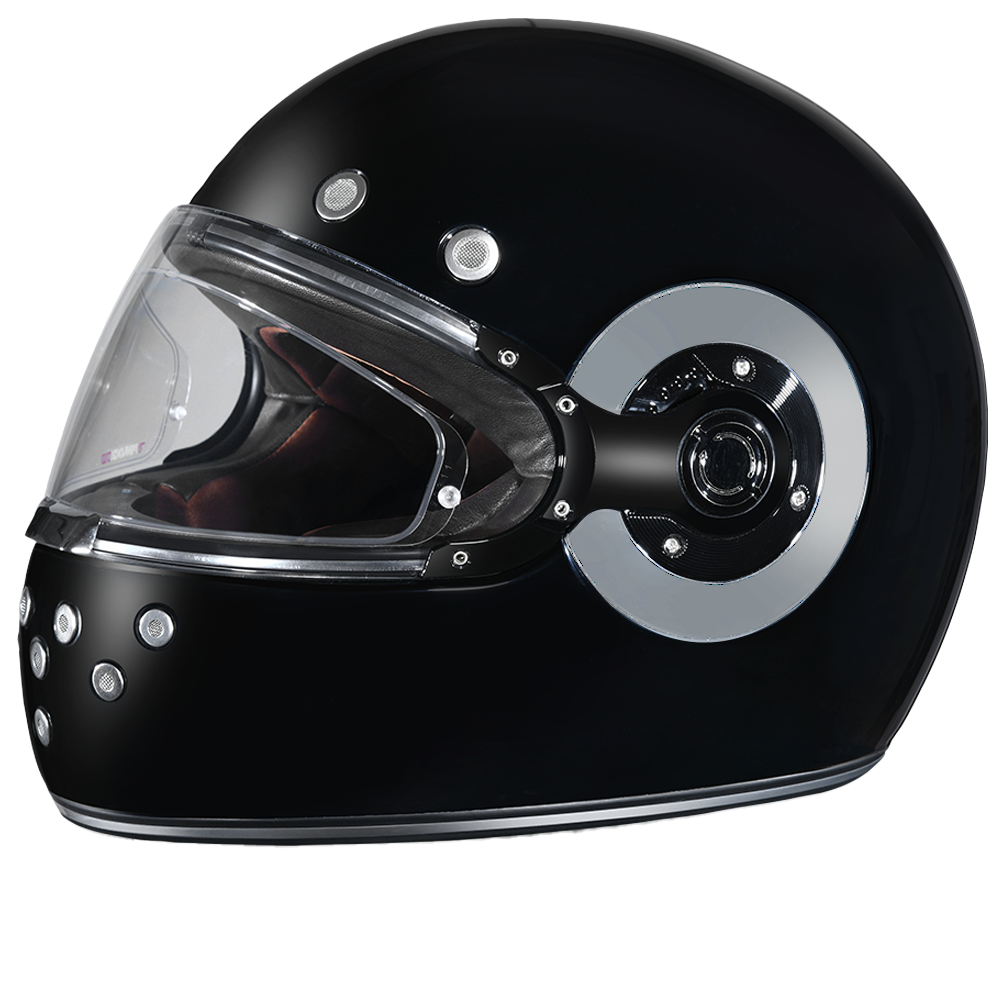 D.O.T. DAYTONA RETRO- HI-GLOSS BLACK W/ CHROME ACCENTS