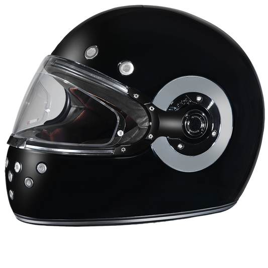 D.O.T. DAYTONA RETRO- HI-GLOSS BLACK W/ CHROME ACCENTS