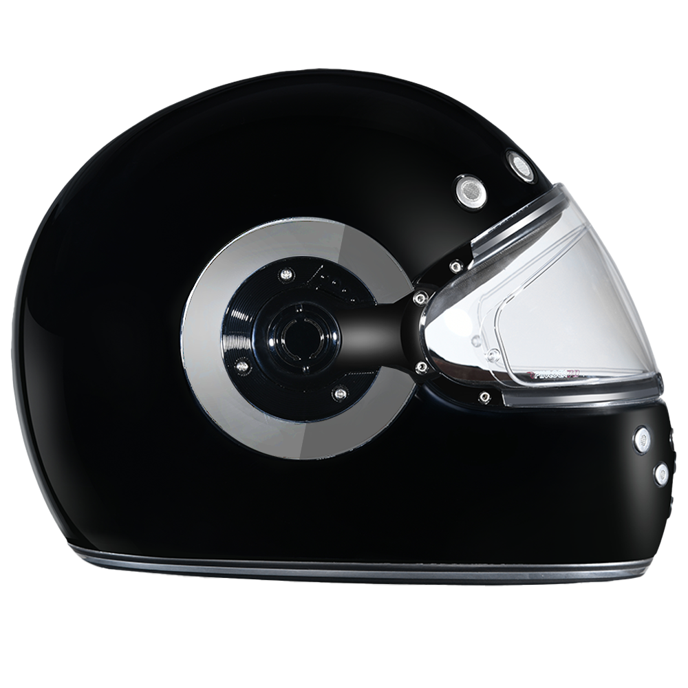 D.O.T. DAYTONA RETRO- HI-GLOSS BLACK W/ CHROME ACCENTS
