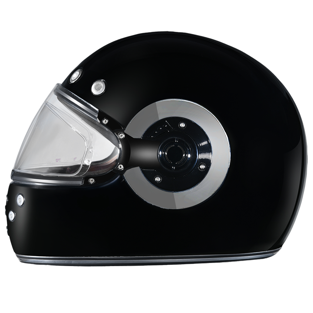 D.O.T. DAYTONA RETRO- HI-GLOSS BLACK W/ CHROME ACCENTS
