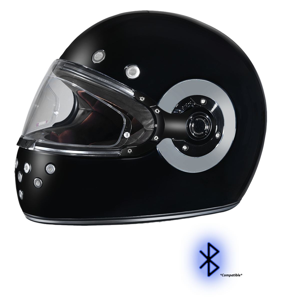 D.O.T. DAYTONA RETRO- HI-GLOSS BLACK W/ CHROME ACCENTS