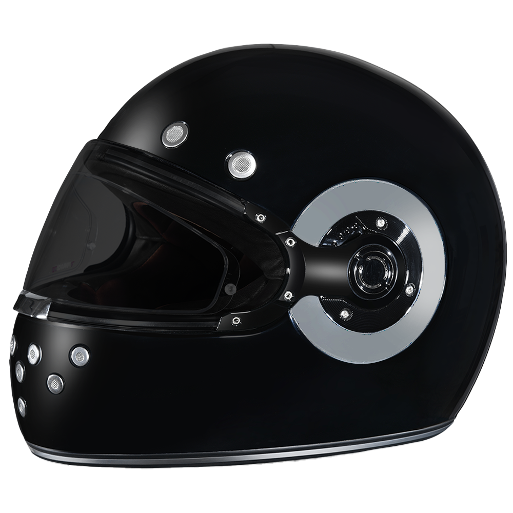D.O.T. DAYTONA RETRO- HI-GLOSS BLACK W/ CHROME ACCENTS