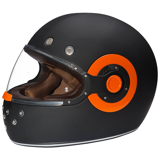 D.O.T. DAYTONA RETRO- DULL BLACK W/ ORANGE ACCENTS