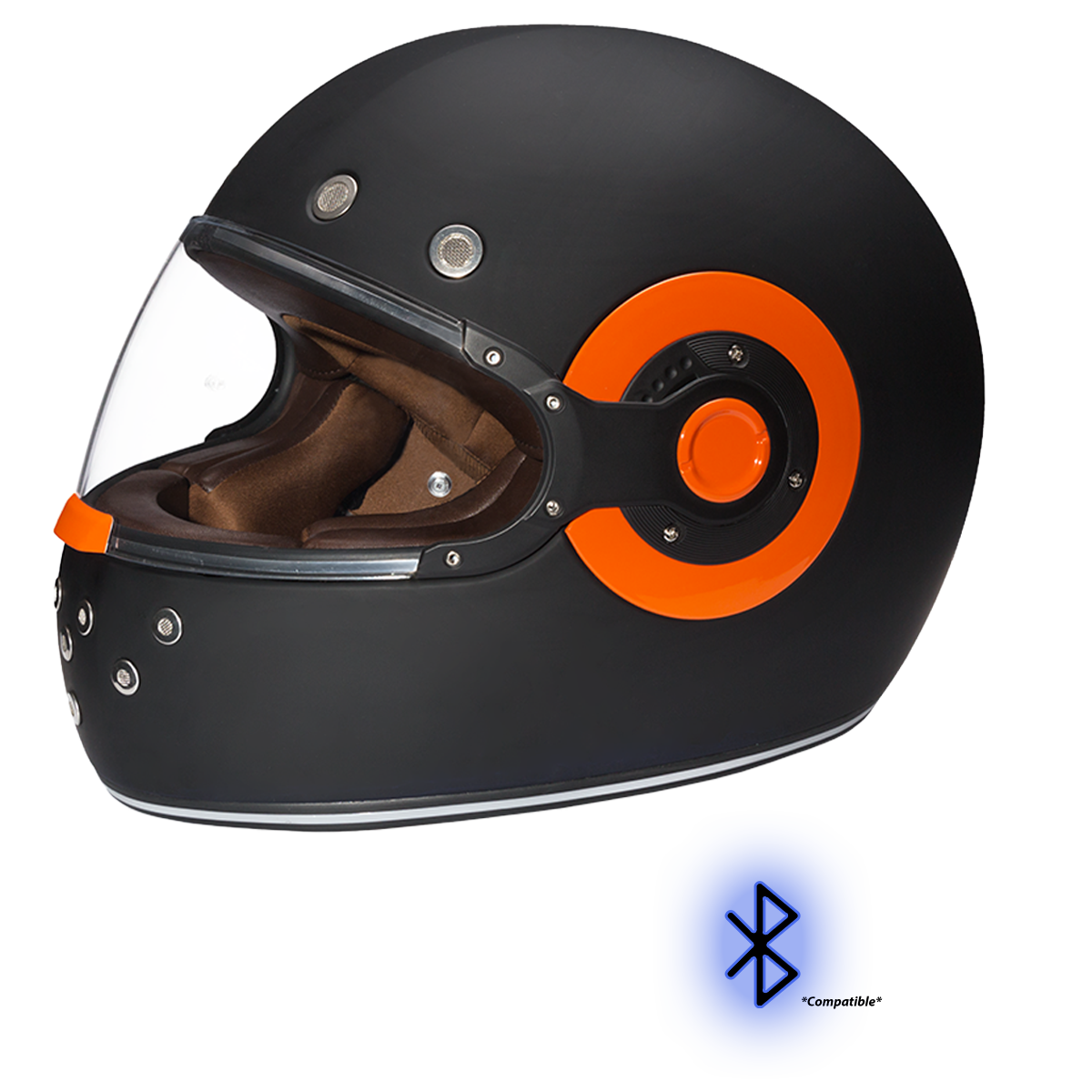 D.O.T. DAYTONA RETRO- DULL BLACK W/ ORANGE ACCENTS